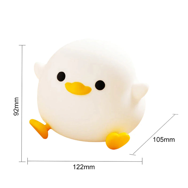 Afralia™ Duck Silicone Night Light with Timer, Rechargeable USB, Dimming Touch Lamp