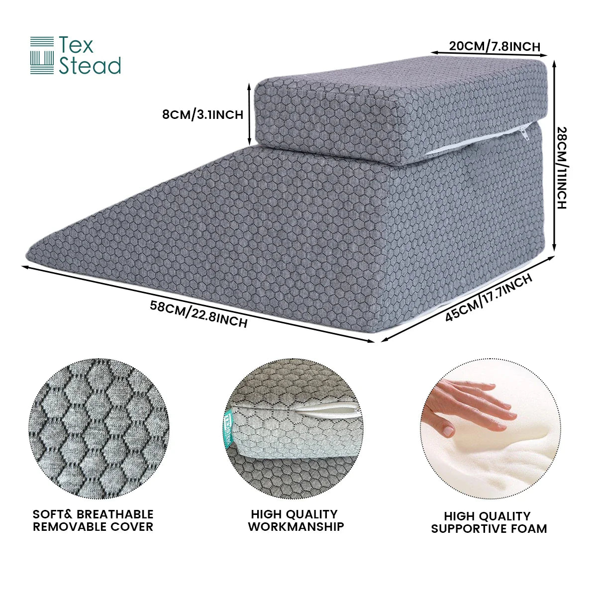 Afralia™ Memory Foam Bed Wedge & Leg Elevation Pillow - Neck, Back, Leg Support