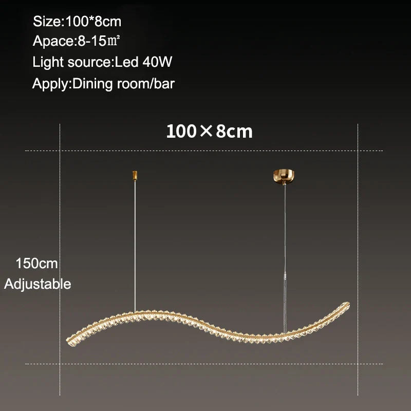 Afralia™ Double Wave Crystal Chandelier - Modern LED Dining Room Lighting