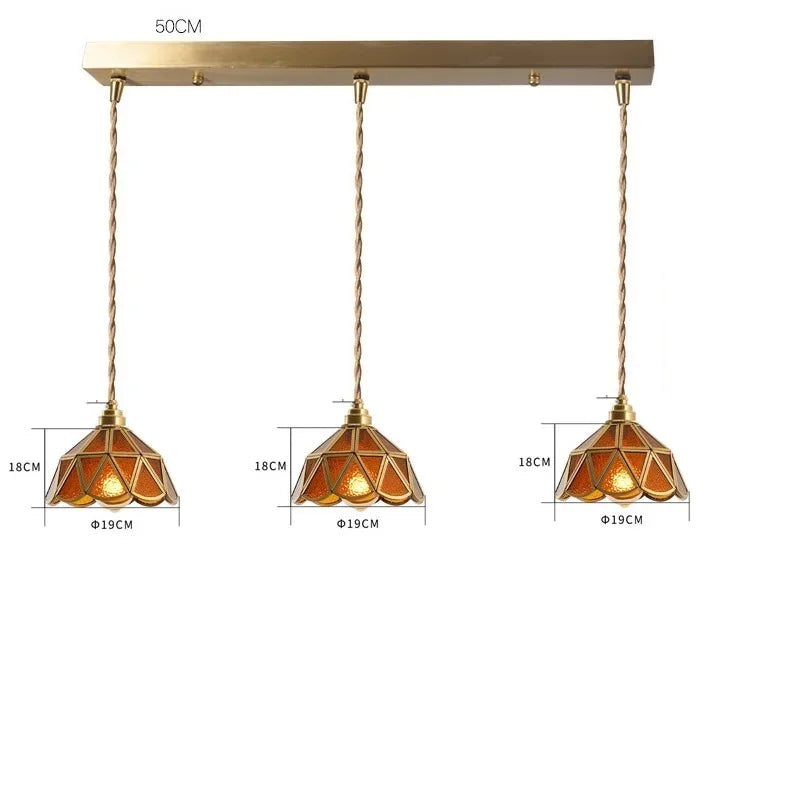 Vintage Pendant Lamp for Bedroom Bar Cafe Glass Copper LED Pendant Lights by Afralia™