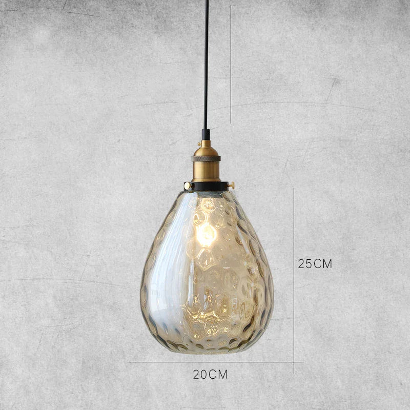 Afralia™ Vintage Amber Glass Pendant Lamp with LED Edison Bulb for Indoor Decor