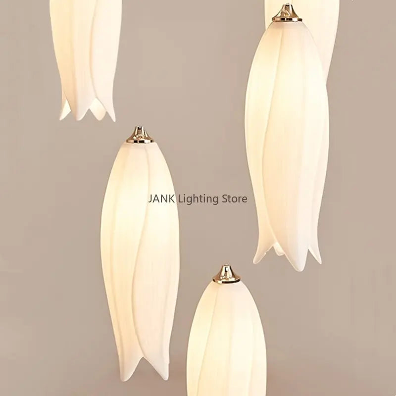 Afralia™ Elegant Tulip Staircase Chandelier: Luxury Decor Hanging LED Lamp for Lobby, Restaurant, Hotel.