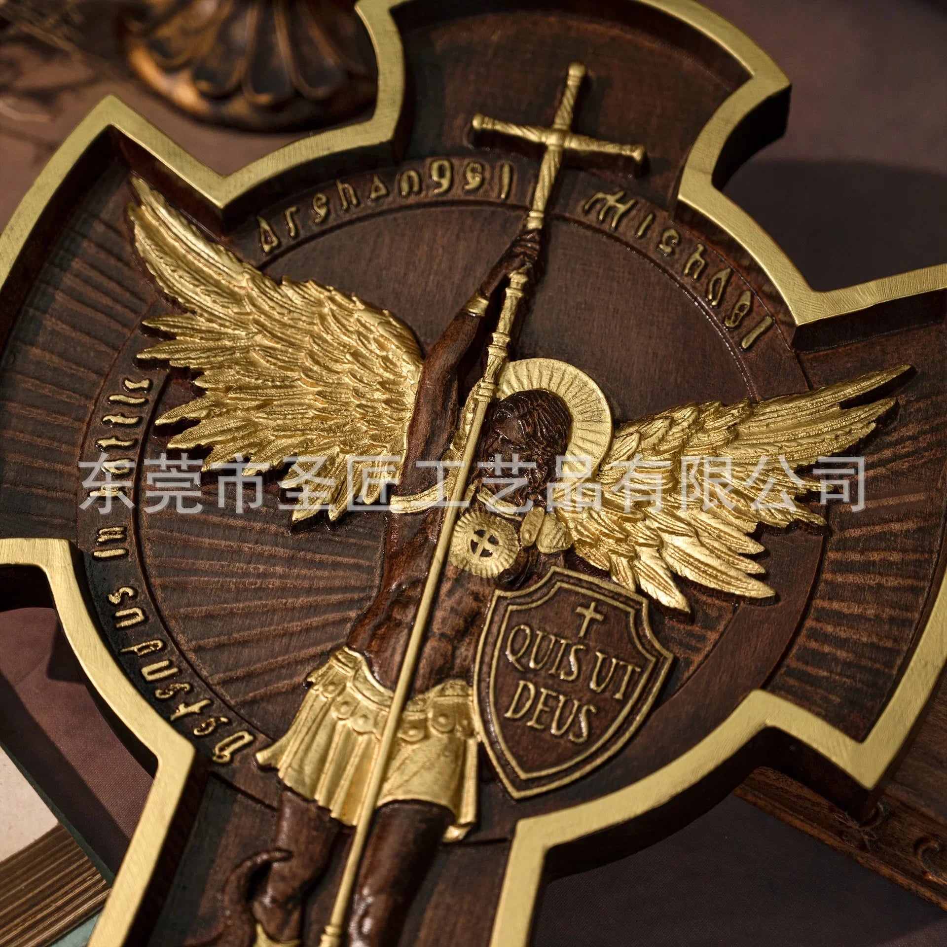 Afralia™ Saint Michael Archangel Cross Statue for Home Wall Decor and Christian Gifts