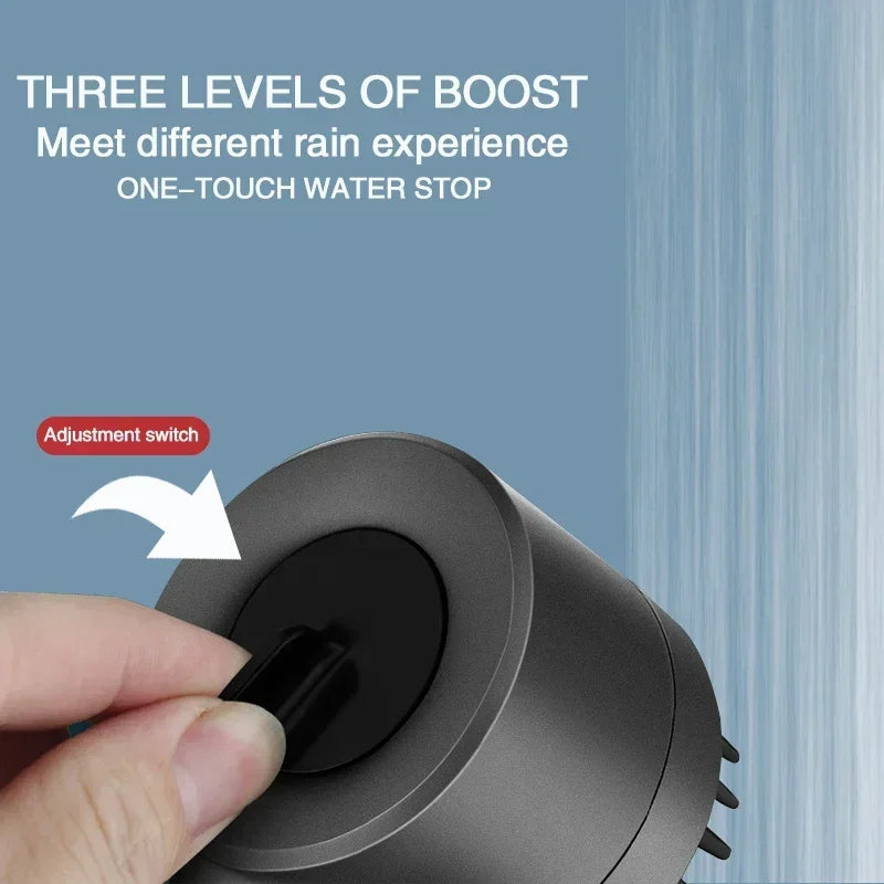 Afralia™ High Pressure Black Shower Head Rainfall with 3 Modes & Filter Holder