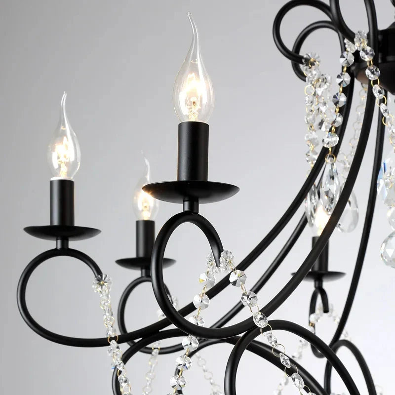 Afralia™ Iron Crystal Chandelier: Modern Luxury Industrial Style for Home Living/Dining Room