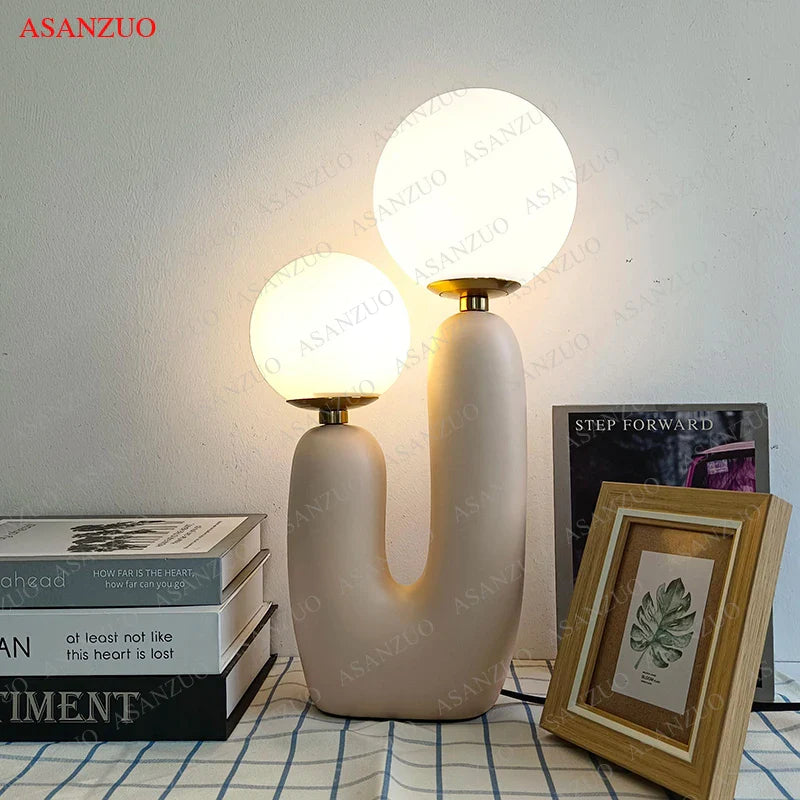 Afralia™ Double Frosted Glass Ball Table Lamp for Bedroom & Living Room Lighting