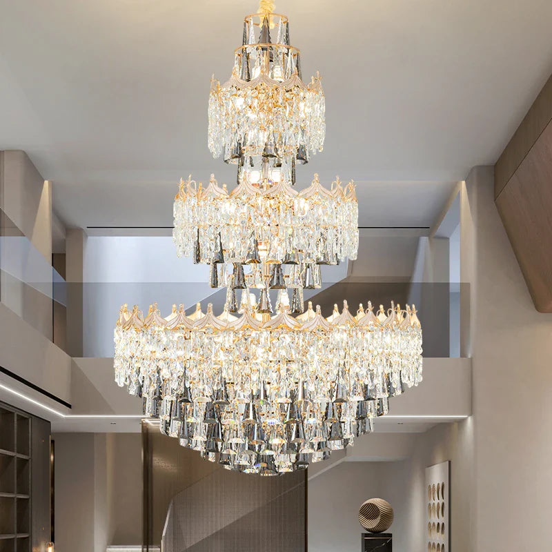 Afralia™ Hollow Crystal Chandelier for Elegant Living Spaces and Luxe Hotel Halls