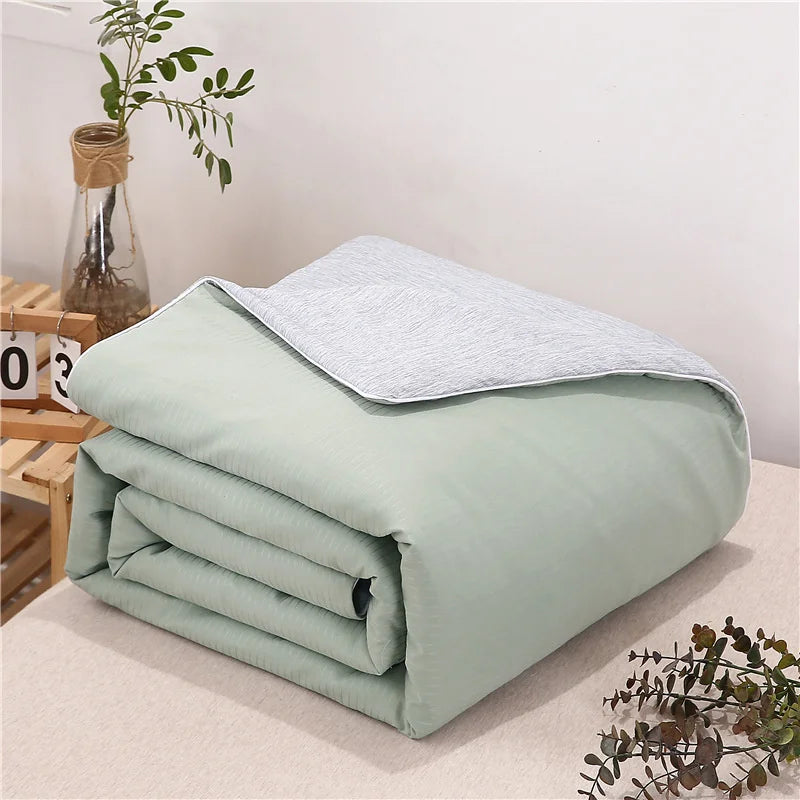 Afralia™ Pure Cotton Tribute Satin Quilt: Spring-Summer Cool Comforter Blanket for Bed
