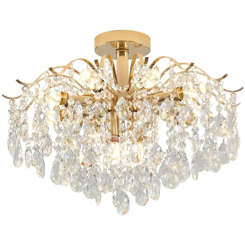 Afralia™ Crystal Luxe LED Ceiling Chandelier for Elegant Living Room Ambiance