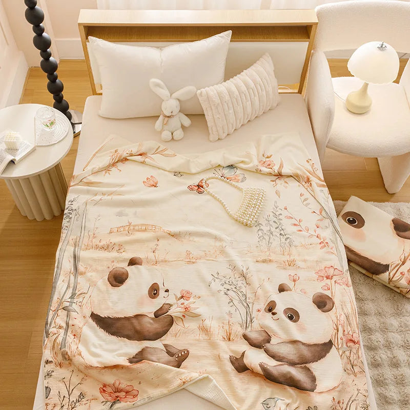 Afralia™ Cartoon Printed Cotton Blanket: Soft, Cozy Sofa Cover for Home & Office Napping
