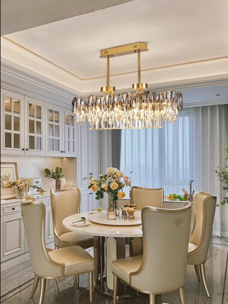 Afralia™ Gold Crystal Chandelier Modern LED Pendant Lamps