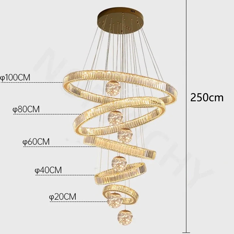 Afralia™ Crystal Chandelier LED Duplex Building High-End Luxury Large Chandelier