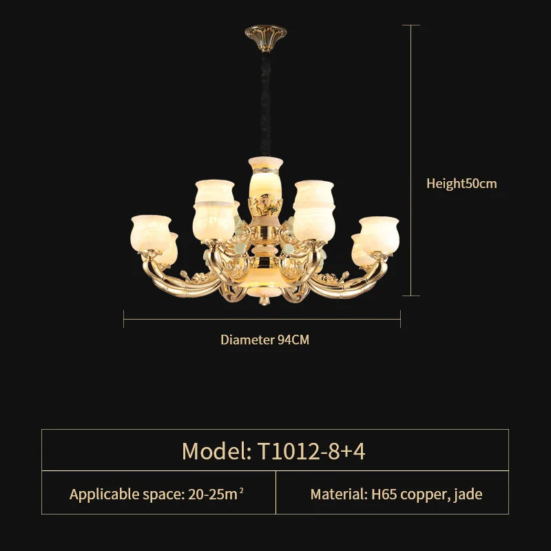 Afralia™ Luxe Jade Copper Living Room Chandelier