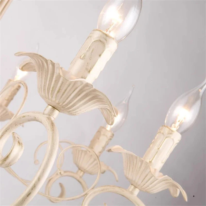 Afralia™ Vintage Wrought Iron Chandelier E14 Candle Light for Living Room Bedroom