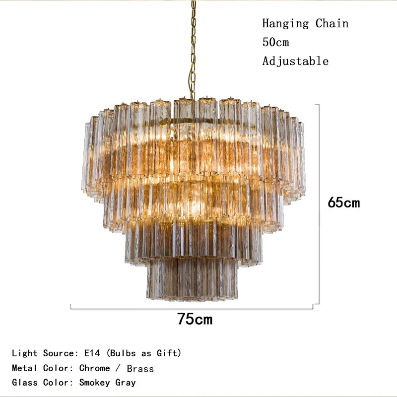 Afralia™ Smokey Gray Glass Chandelier: Scandinavian Murano Flower Lighting for Dining Room