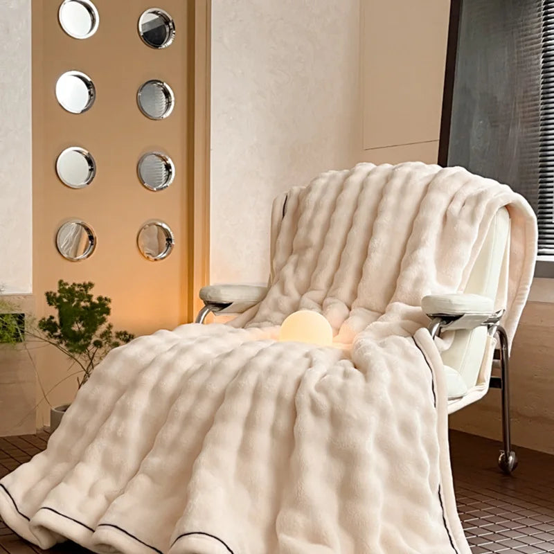 Afralia™ Cozy Bubble Faux Rabbit Fur Blanket: Warm Sofa & Bed Cover for All Seasons