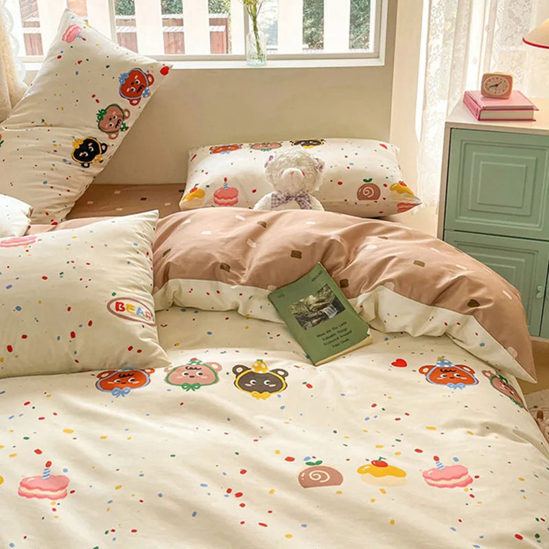 Afralia™ Cartoon Printed Cotton Duvet Cover for Kids & Teens Beddings