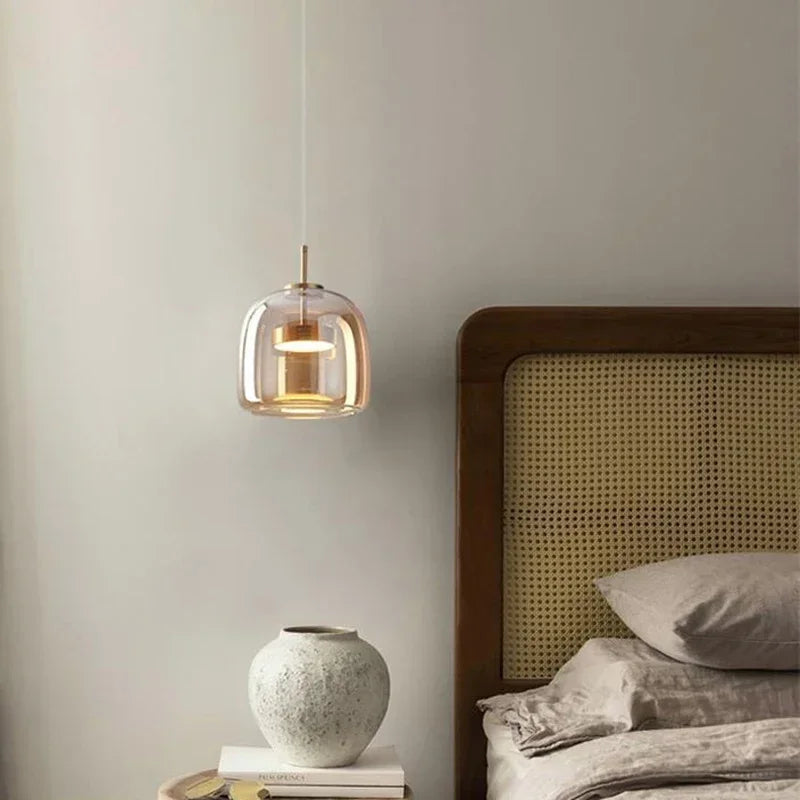 Afralia™ Modern Glass LED Pendant Light | Amber Suspension Chandelier for Elegant Home Decor