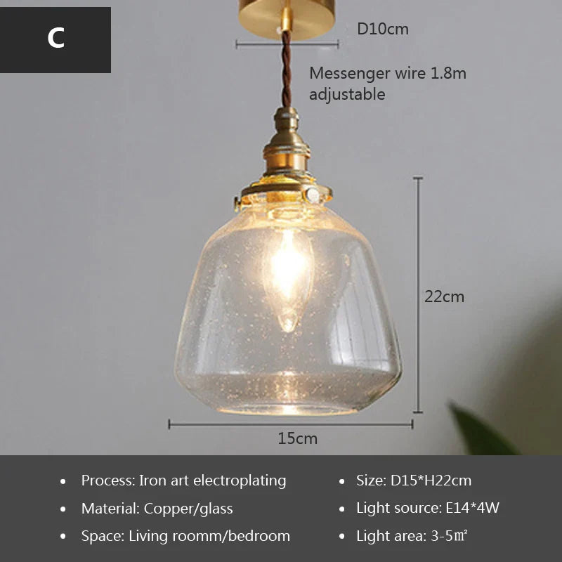 Afralia™ Glass Pendant Light: Nordic Dining Room Retro Lamp, Creative Minimalist Design
