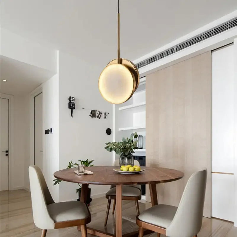 Afralia™ Golden Marble LED Pendant Light: Luxe Nordic Minimalist Decor for Living & Dining Rooms