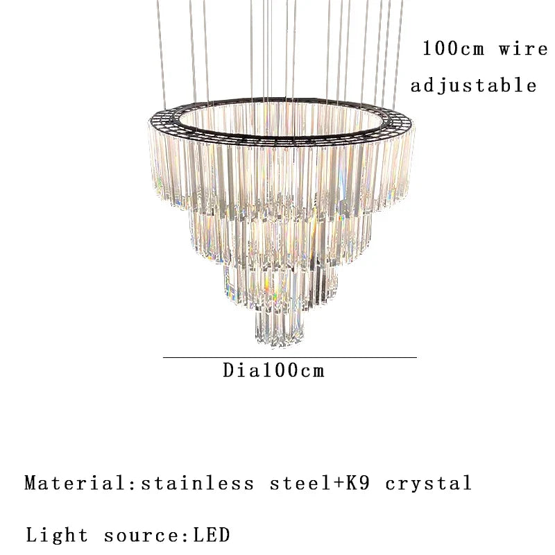 Afralia™ Crystal Pendant Light: Elegant Villa Decor Fixture for Living Room & Bedroom
