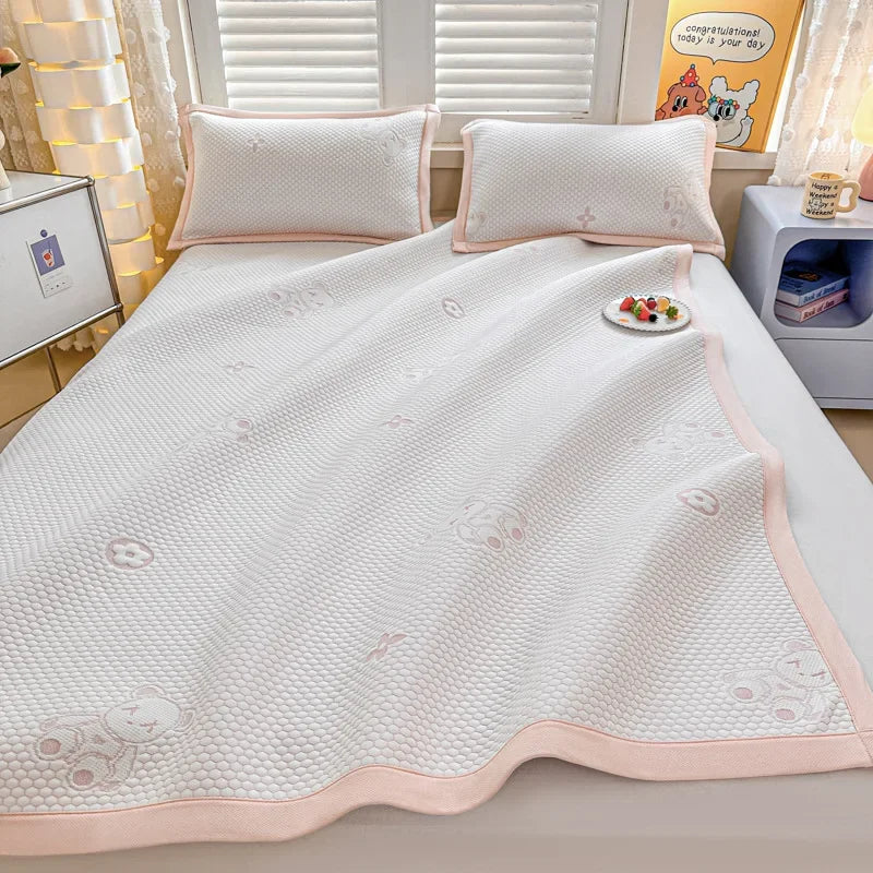 Afralia™ Ice Bean Cooling Feel Mat Set - Jacquard Cushion, Washable, Breathable Mattress