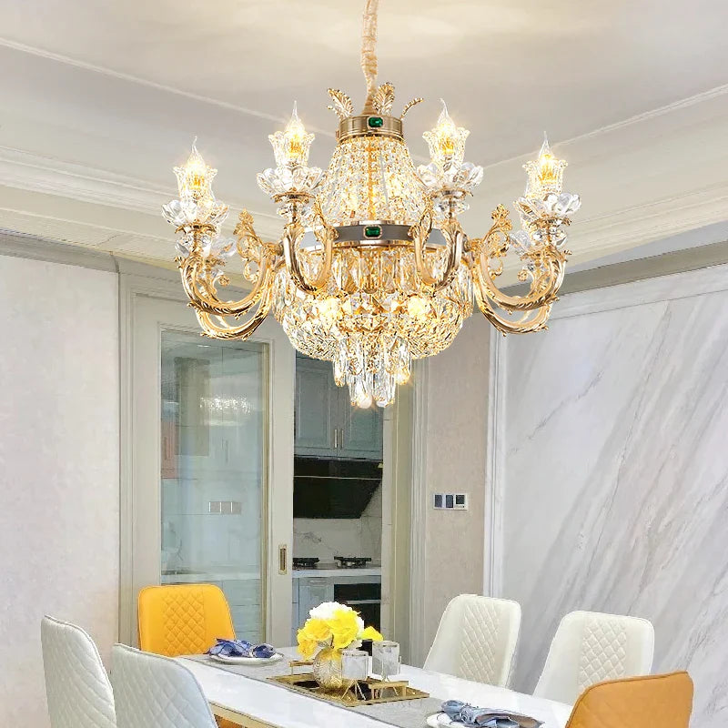 Afralia™ Crystal Dining Room Chandelier - Elegant Zinc Alloy Candle Lamp