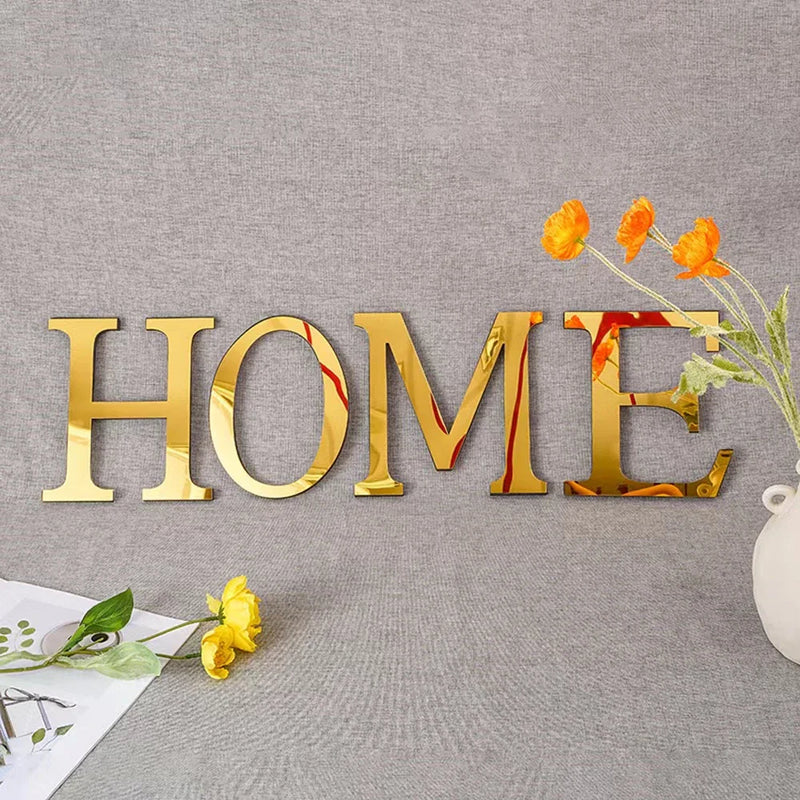 Afralia™ 20cm Gold/Silver 3D Mirror Letters Wall Stickers For Home Decor