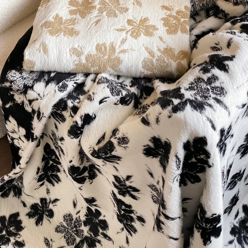 Afralia™ Luxe Mink Fur Jacquard Throw: Cozy Warmth & Style