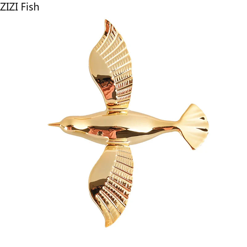 Afralia™ Gold/Silver Pigeon Wall Ornaments - Dove Statue for Living Room Aesthetics