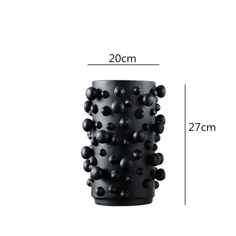Afralia™ Black White Abstract Dots Resin Vase Irregular Bumps Home Decoration Organizer