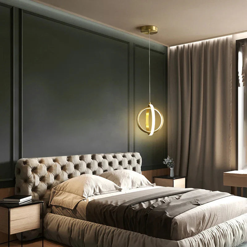 Afralia™ Copper Gold LED Pendant Lamp Modern Creative Bar Bedroom Light