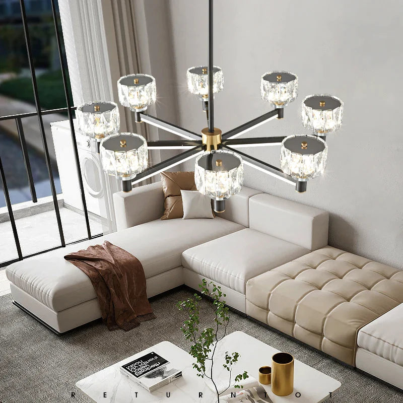 Afralia™ Crystal Chandelier Modern Luxury Light for Living Hall Dining Bedroom