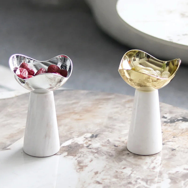 Afralia™ Golden Tray Dessert Bowl Fruit Snack Plate Home Decor Storage Container