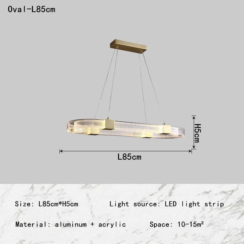 Afralia™ Nordic Oval Ceiling Chandelier Aluminum Acrylic Interior Pendant Light