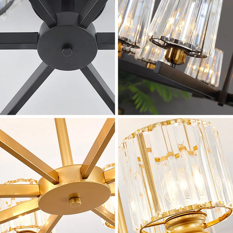 Afralia™ Round Black Chandelier Geometric LED Indoor Hanging Lighting For Modern Minimalist Living Room