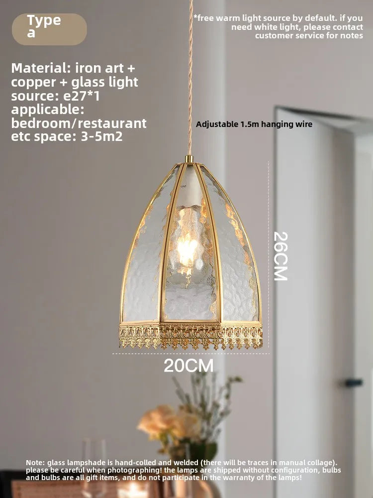 Afralia™ Brass Glass Restaurant Light Nordic Bedroom Chandelier
