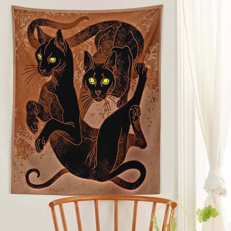 Afralia™ Cat Witchcraft Tapestry Baphomet Aesthetic Room Decor Hippie Boho Home Mattress