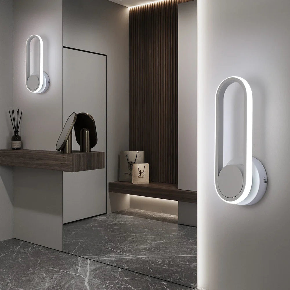 Afralia™ Modern White LED Wall Sconce Rotational Light Fixture for Bedroom Living Room