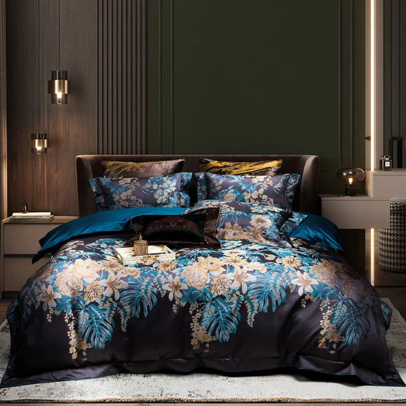 Royal Comfort Jacquard Bedding Set by Afralia™ - Queen/King Size Egyptian Cotton SilkLinens