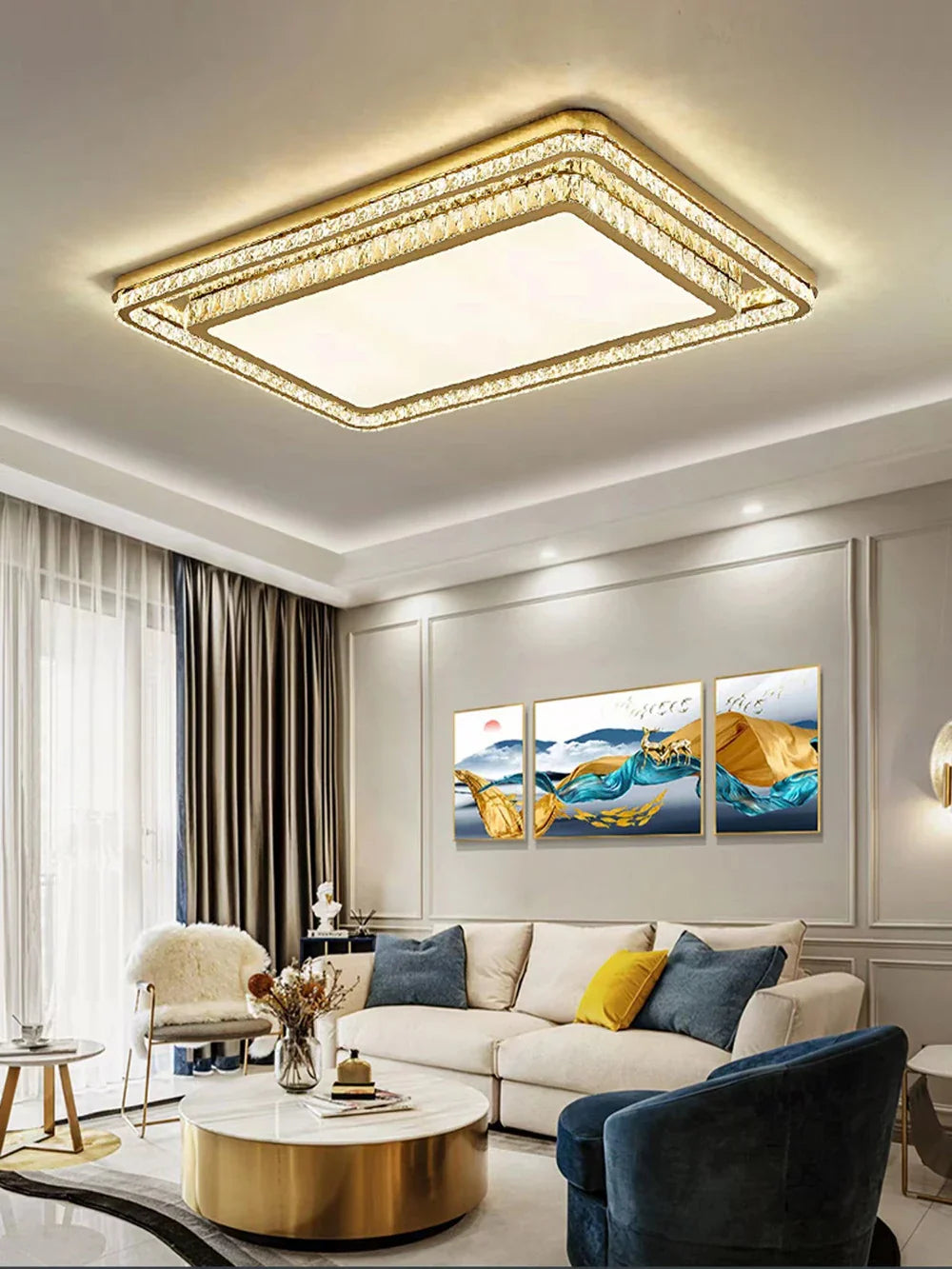 Afralia™ Crystal LED Ceiling Chandelier - Luxe Rectangular Design for Stylish Home Decor