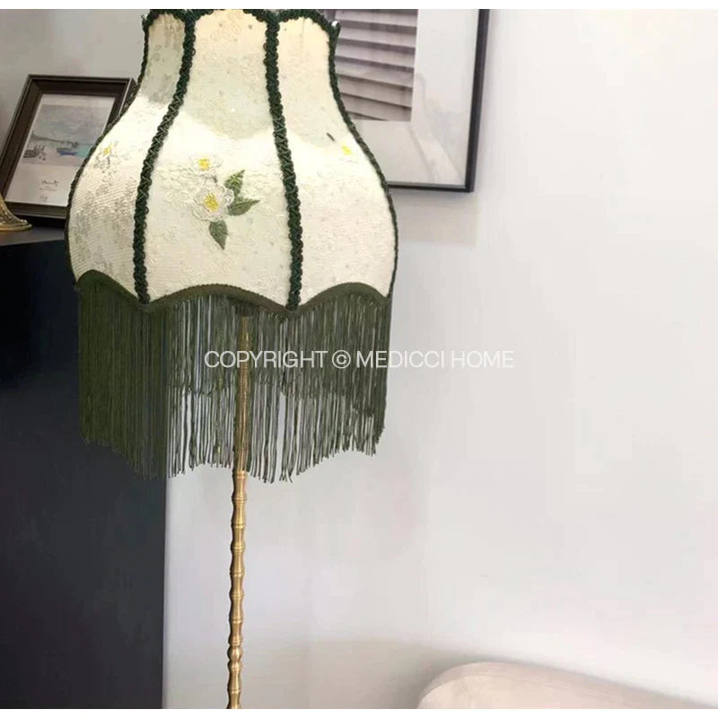 Afralia™ Japanese Camellia Flower Jacquard Bell Lamp Shade with Tassels