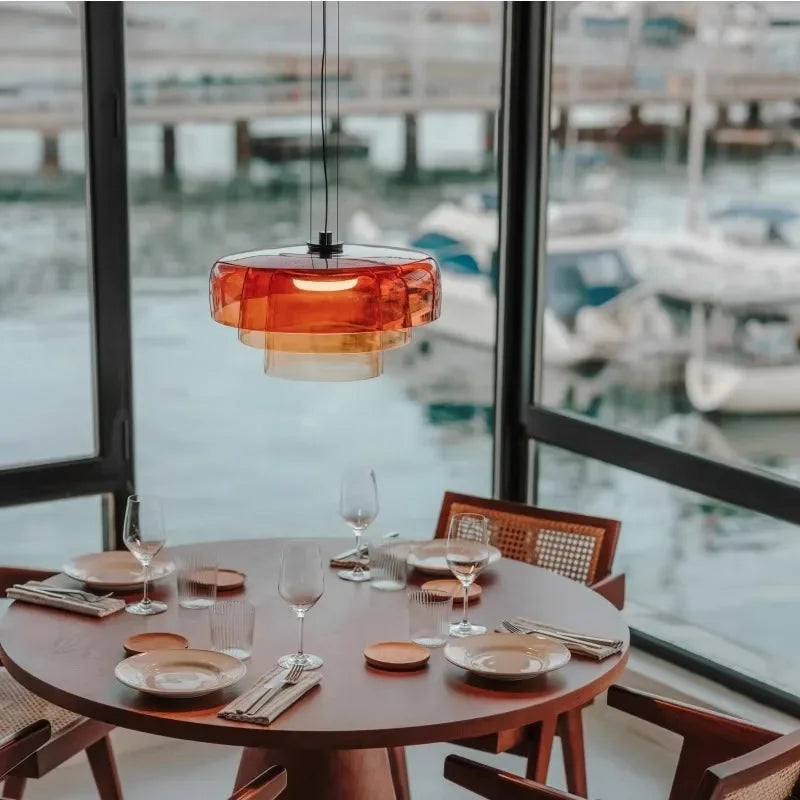 Afralia™ Orange Glass Pendant Lamp for Living Dining Room, Bar, Kitchen Island