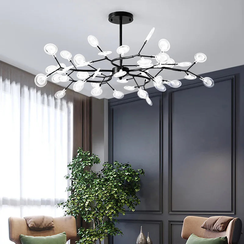 Afralia™ Branch Shape Firefly Ceiling Chandelier G4 Led Lighting Indoor Hanging Lamp