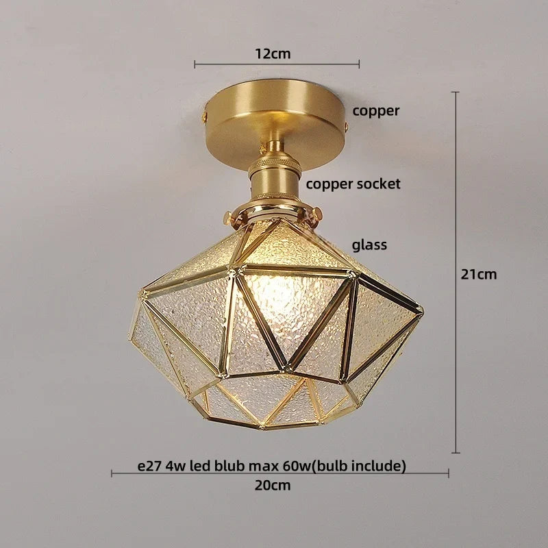 Afralia™ Wood Ball LED Ceiling Lamp Vintage Loft Copper Canopy Light