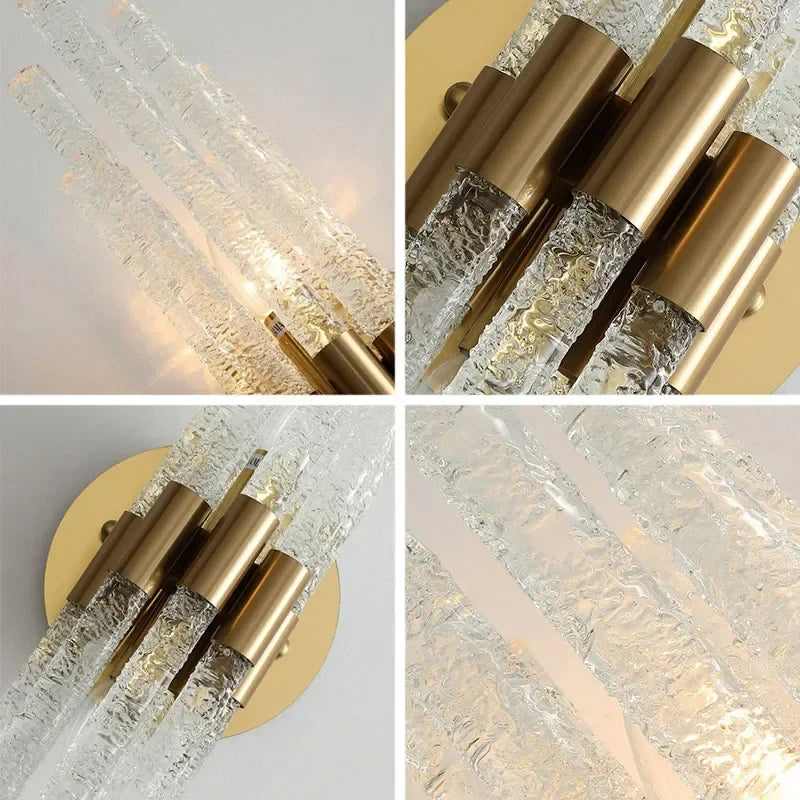 Afralia™ Water Ripple Crystal Copper Wall Lamp: Modern Minimalist LED Glass Indoor Lighting