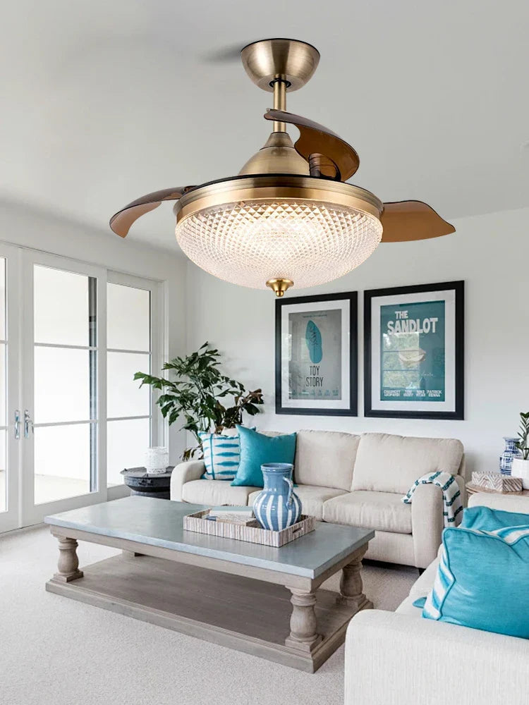 Afralia™ Brushed Copper LED Ceiling Fan with Remote Control - 6 Speeds