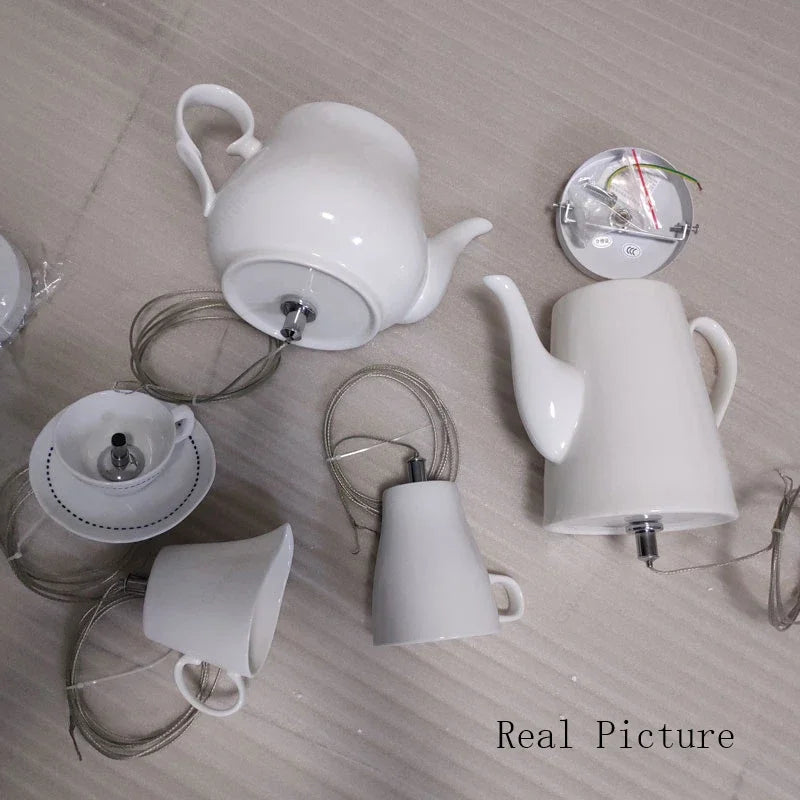 Afralia™ Ceramic LED Pendant Lights: Nordic Teapot Design for Modern Living and Kitchen.