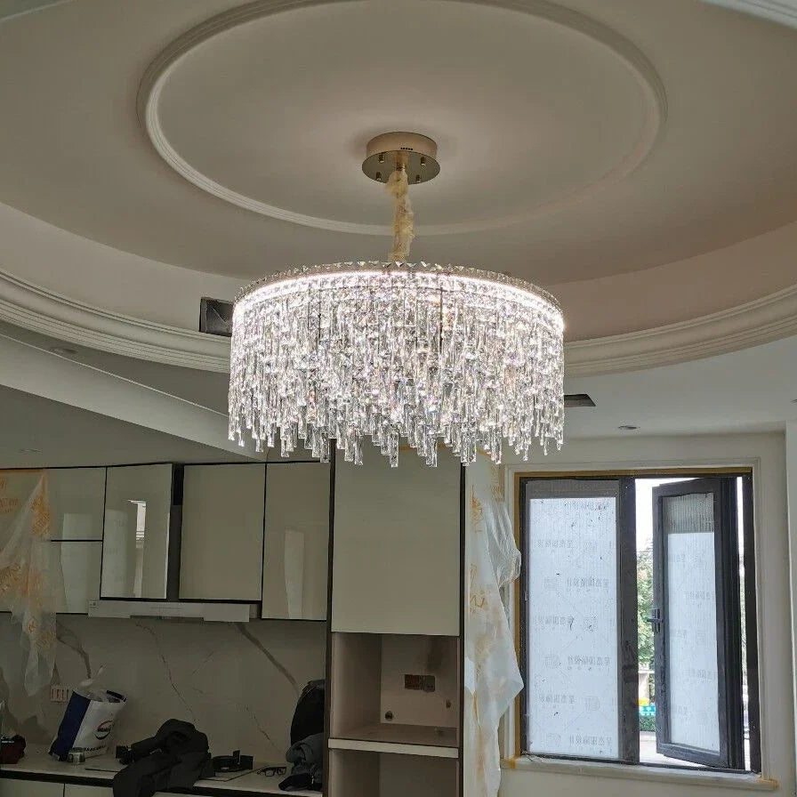 Afralia™ Chrome Chandelier: Designer Luxury K9 Crystal Lighting Fixture for Dining Room, Hotel, and Bar