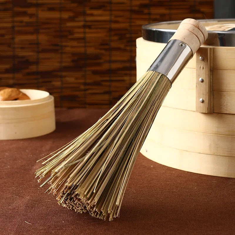 Afralia™ Bamboo Kitchen Pot Brush with Long Handle for Green Cleaning